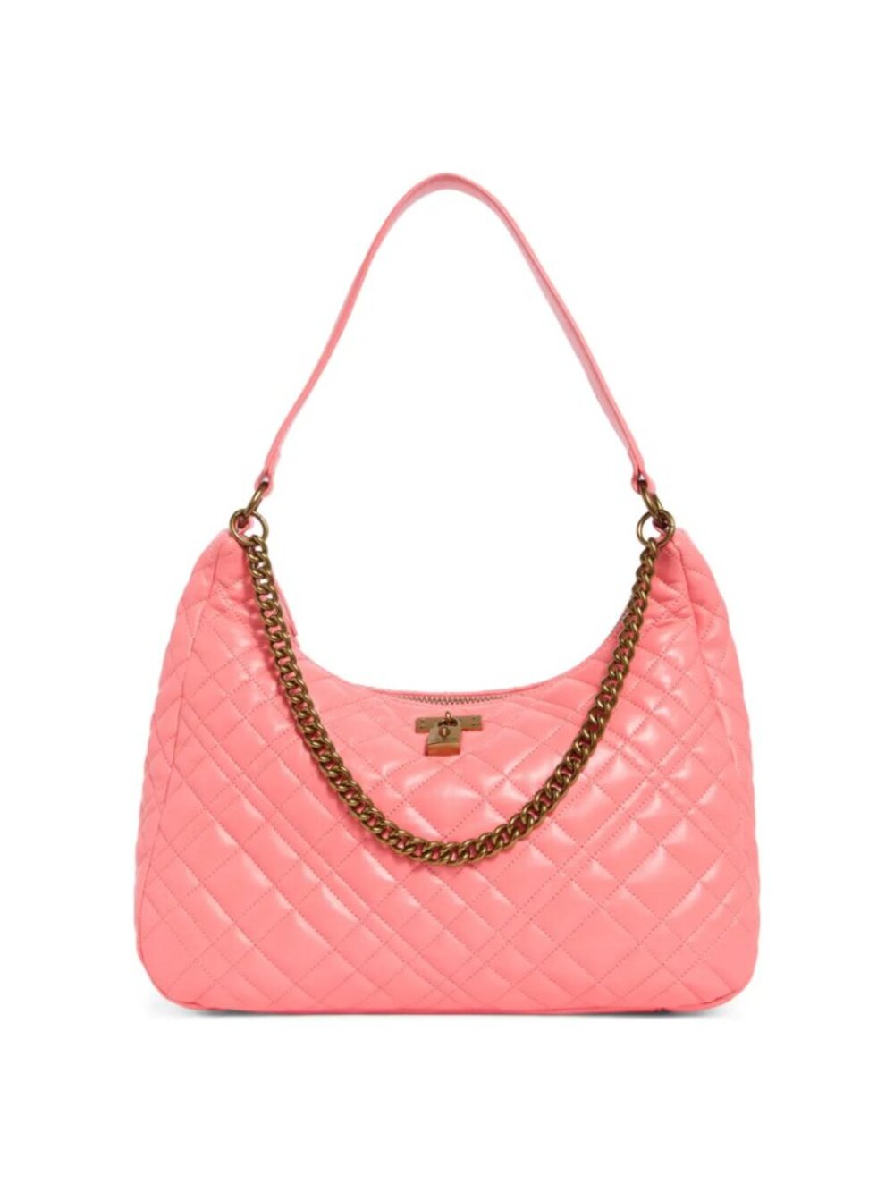 NWT Kurt Geiger London Brixton Pink Quilted Leather Large Hobo Shoulder Bag